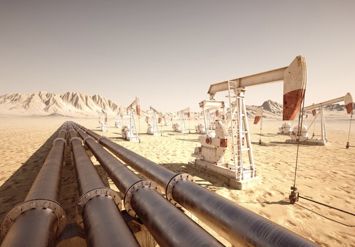 Oil,Pump,Jack,Rocking,With,Pipeline,In,The,Background.